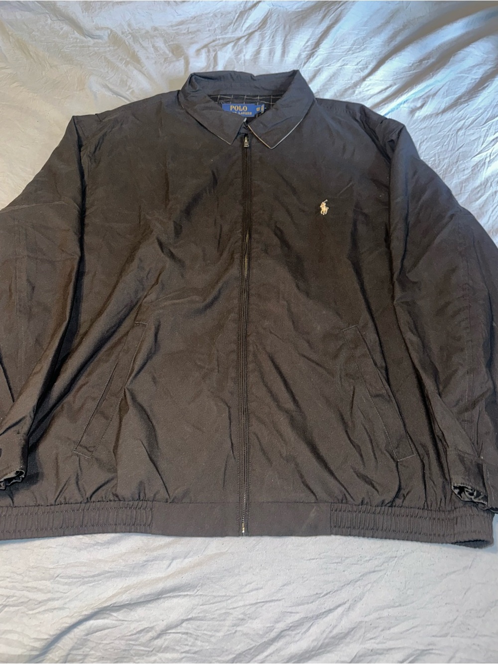 Polo by Ralph Lauren Black Zip-Up Bomber Jacket with Embroidered Pony